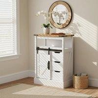 KORVIXA Modern Sideboard Storage Cabinet in White | Size: 100 cm