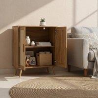 KORVIXA Rustic Cupboard Wooden Storage Cabinet in Brown | Size: 100 cm