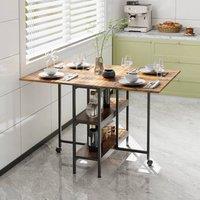 KORVIXA Folding Dining Table for Small Spaces in Brown | Size: 100 cm