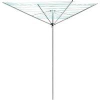 VOGREX 4-Arm 50M Rotary Clothes Airer Heavy Duty Metal Ground Spike in Silver