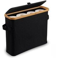 VOGREX Waterproof Toilet Paper Storage Stand With Lid Large Basket in Black