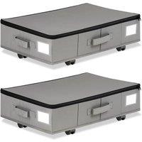 VOGREX 2Pcs Foldable Storage Boxes with 360 Swivel Casters in Grey