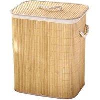 VOGREX Large Foldable Bamboo Laundry Basket Clothes Storage in Beige