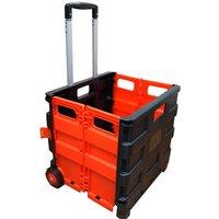 VOGREX Foldable Wheeled Boot Shopping Trolley Storage Crate in Orange