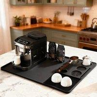 VOGREX Heat Resistant Non-Slip Silicone Dish & Coffee Drying Mat in Black