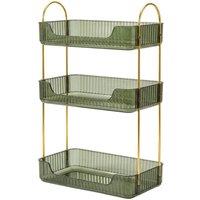 KORVIXA Rectangular Green 3-Tier Cosmetic Storage Box