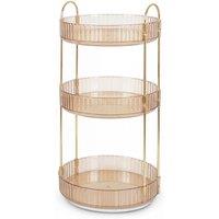 KORVIXA Round Gold 3-Tier Cosmetic Storage Box
