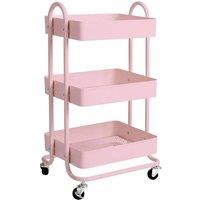KORVIXA 3 Tiers Kitchen Trolley Cart in Pink | Size: 0.6m2
