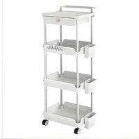 KORVIXA 4 Tier Storage Trolley Cart on Wheels in White | Size: 0.6m2