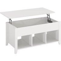 VOGREX White Lift Top Coffee Table with 3 Storage Cubes