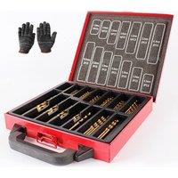 Ventryn 99 Piece HSS Drill Bit Set With Metal Storage Case in Red