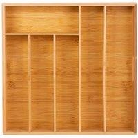 VOGREX 6 Compartment Bamboo Kitchen Cutlery Drawer Organiser in Beige