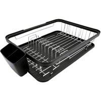 VOGREX Kitchen Sink Dish Drying Rack with Cutlery Holder in Black