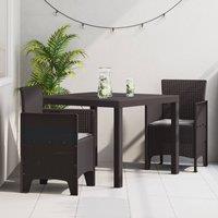 Berkfield Home Garden Dining Set Set of 3 Brown Plastic Resin Ergonomic