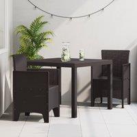 Berkfield Home Garden Dining Set Set of 3 Dark Brown Polypropylene Resin