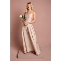 Coast Girl's Teen Satin Pleat Detail Bridesmaid Dress in Blush | Size: 11-12 Years