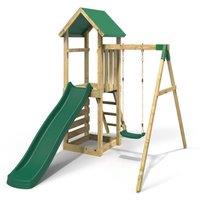OutdoorToys Adventure Wooden Garden Climbing Frame, Swing Set & Slide for Kids - Rushmore Green
