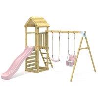 OutdoorToys Garden Climbing Frame with Swing & Slide for Kids - Rainier Dusky Pink