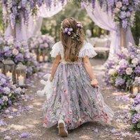 UK Flower Girl Boutique Girl's Whispering Poppy Dress in Lilac | Size: 6-12 m