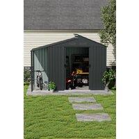 Living and Home Outdoor Garden Galvanized Steel Storage Shed with Lean-to in Grey