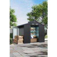 Garden Sanctuary Galvanized Steel Outdoor Garden Storage Shed with Lean-to in Grey