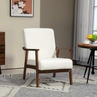 HOMCOM Boucle Accent Chair Armchair W/ Wide Seat for Living Room Bedroom in White