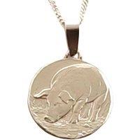 Ojewellery Pig Engraved Sterling Silver Coin Necklace | Size: 16-18inch