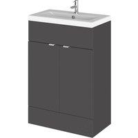 Balterley Alrewas Contemporary 2 Door Vanity Basin Unit, Gloss Grey, 600mm in Grey