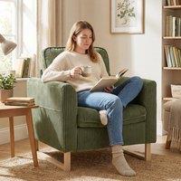 HOMCOM Armchair with Metal Legs & Spring Dark Green