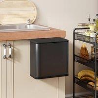 HOMCOM Hanging Kitchen Bin, Rubbish bin with Removable Bucket for Under Sink in Black