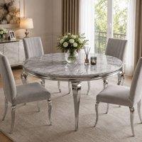 Stratus Interiors Louis Premium Marble Dining Table with Contemporary Curved Legs in Light Grey | Size: 130 cm round