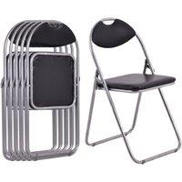 Costway 6 Pack Folding Chair Commercial Grade Metal Guest Chair w/ Padded Seat in Black