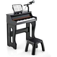 Costway 37 Keys Piano Keysboard Toy Electronic Musical Instrument with Adjustable Microphone in Black