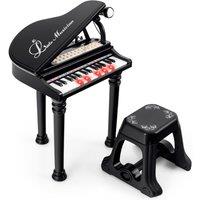 Gymax 31 Keys Toy Keyboard With Stool Electronic Piano With Microphone Set in Black