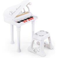 Gymax 31 Keys Toy Keyboard With Stool Electronic Piano With Microphone Set in White