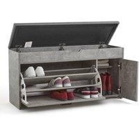 KORVIXA Shoe Bench with Seat Cushion Storage in Grey | Size: 100 cm
