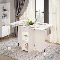 KORVIXA White Dining Table Folding Rolling Drop | Size: 100 cm