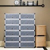 KORVIXA 12 Cube Black Plastic Shoe Boxes | Size: 500mm
