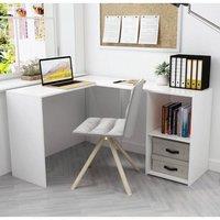 KORVIXA White Computer Desk L-Shaped Corner | Size: 100 cm