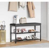 KORVIXA 60cm 3-tier Shoe Rack Bench Padded Cushion Seat in Black | Size: 100 cm