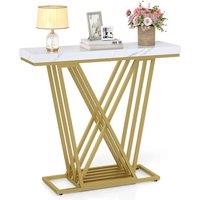 KORVIXA Console Table with Faux Marble Rectangular in White | Size: 100 cm