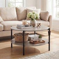 KORVIXA Round Coffee Table Center Table with Metal Frame in Grey | Size: 100 cm