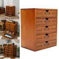 KORVIXA Vintage Wooden Drawers Storage Box in Brown | Size: 100 cm x 100 cm
