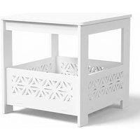 KORVIXA White 2-Tier Small Coner Table | Size: 100 cm x 100 cm