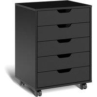 KORVIXA Black Wooden File Cabinet, 5 Drawers File Organiser | Size: 100 cm x 100 cm