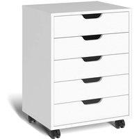 KORVIXA White Wooden File Cabinet, 5 Drawers File Organiser | Size: 100 cm x 100 cm