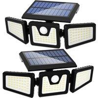 KORVIXA 2 Pack Solar LED Wall Light Security Outdoor Garden Flood Lamp in Black | Size: 25 cm diameter x 19 cm high