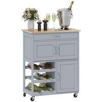 NESTLUNE Rolling Kitchen Island Trolley Storage Cart in Grey | Size: 100 cm x 100 cm