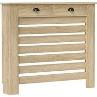 NESTLUNE Radiator Cover with Drawer, Horizontal Slat, 111cm, Oak in Light Oak | Size: 100 cm x 15 cm