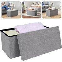 NESTLUNE Extra Large Ottoman Storage Seat Stool Trunk in Grey | Size: 100 cm x 15 cm